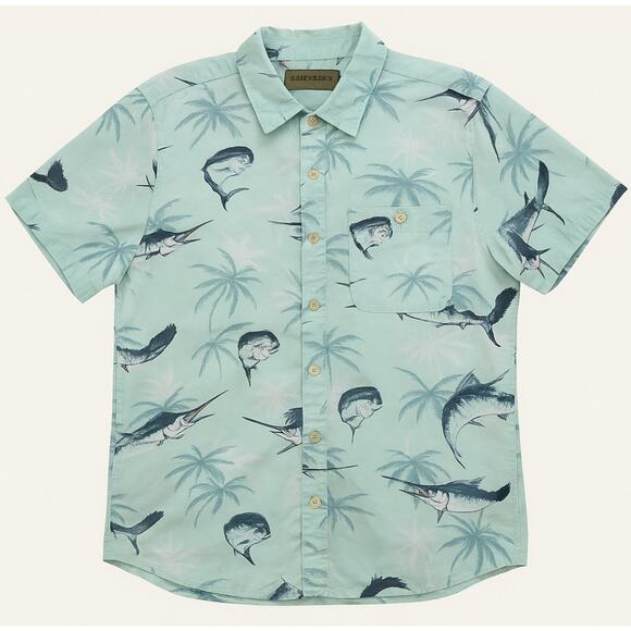 Clearwater Outfitters Men’s XL Shirt Blue Marlin Palm Tree Print Button Down - Picture 1 of 11